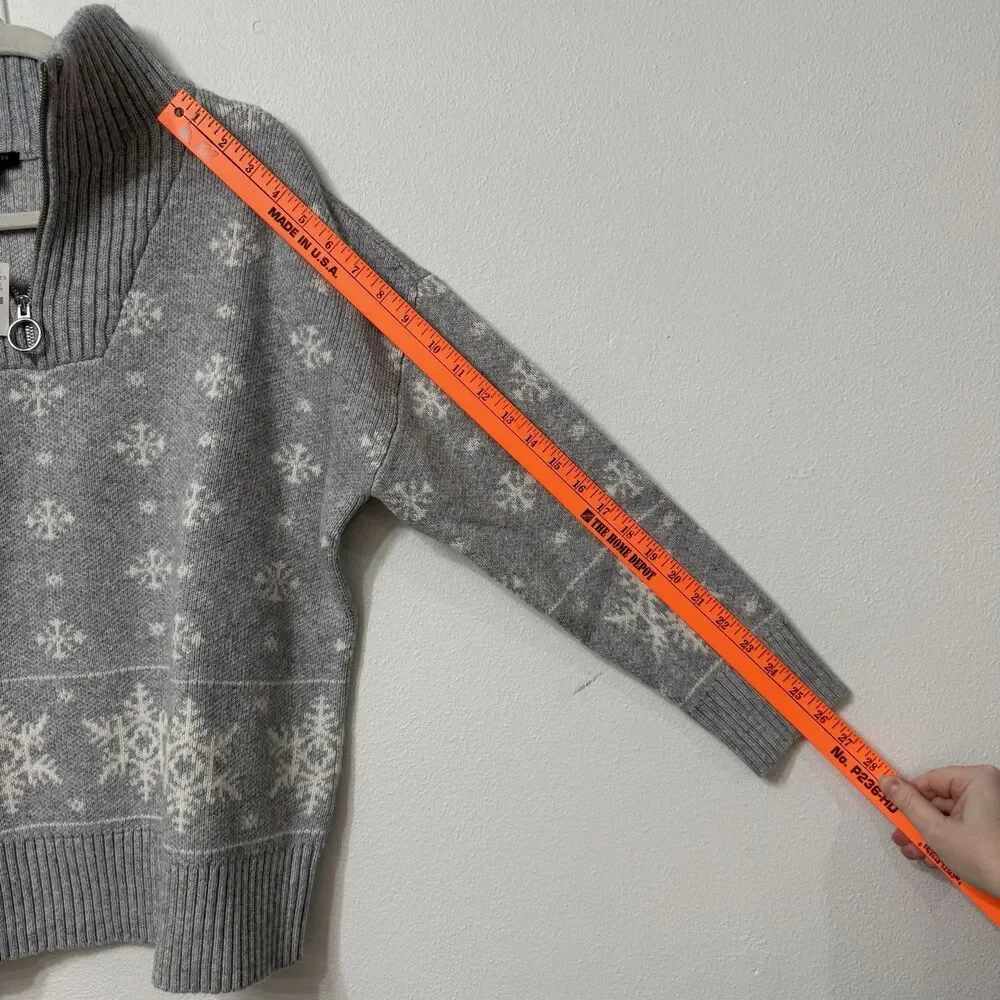 Talbots Plus Women’s X Half Zip Snowflake Gray Pullover Cotton Wool Sweater NWT